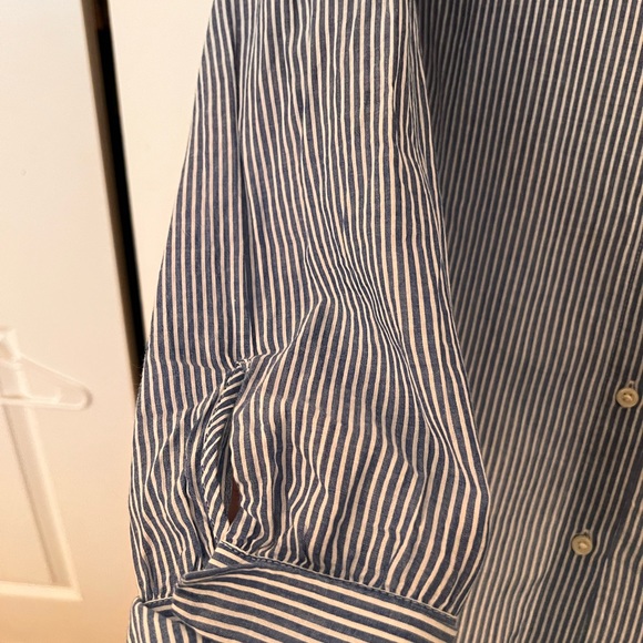 Loft, button down, pinstripe w/ birds - Picture 3 of 4